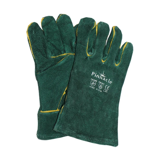 Green lined glove wrist length 2.5"