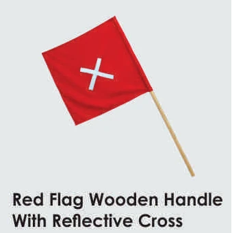 RED FLAG Wooden handle with reflective cross
